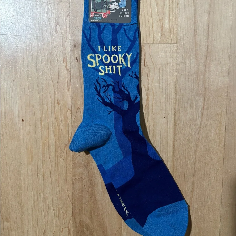 NWT BlueQ I Like Spooky Shit Men's Crew Socks